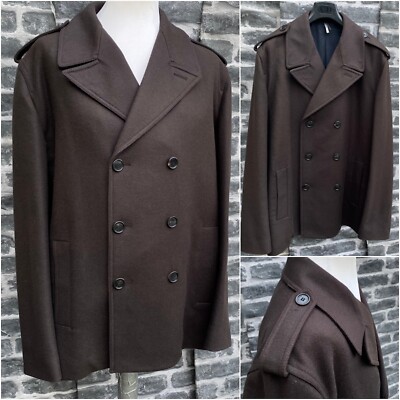 UltraRare & Gorgeous Dior Homme AW12 Virgin Wool Brown Peacoat Size 58 = XL/XXL