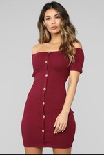 Burgundy short sleeve ribbed mini dress medium