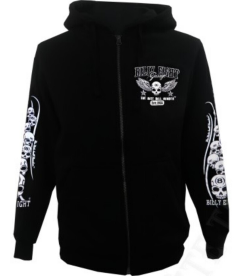 Sweat à Capuche Billy Eight - Fermeture Zippée - Style Biker - Noir - Taille 4a - Fabriqué En France