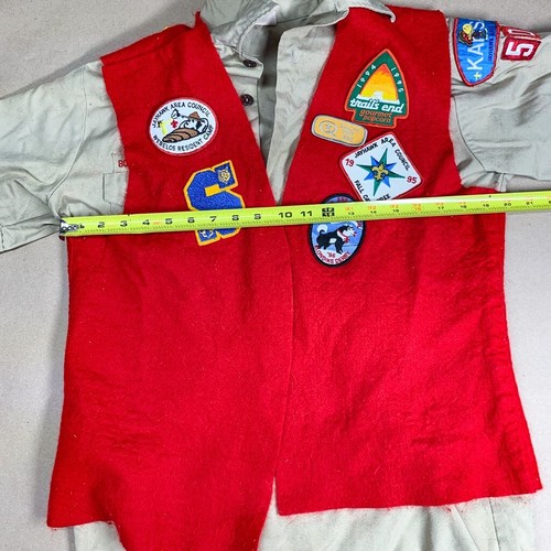 Vintage Boy Scouts Tan Uniform Shirt & Red Vest with Patches BSA - Picture 10 of 17
