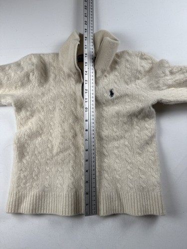 Polo Ralph Lauren Girls Youth Cable Knit Sweater XL beige 1/4 Zip Wool - Picture 5 of 7