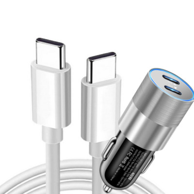 PD 40W Dual USB-C Fast Car Charger Type C Cable For iPhone 15Plus 16e 17 Pro Max