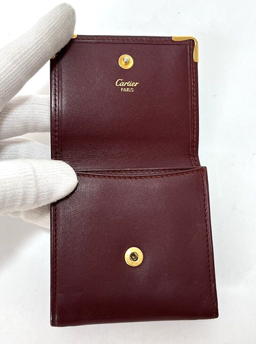 Auténtico Cartier Monedero Estuche Cartera Cuero Burdeos Mastrin Must Mastrin - Imagen 10 de 20