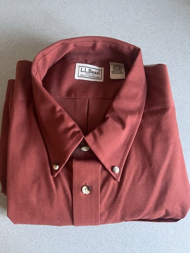 LL Bean Shirt Mens 2XL Rust Button Down Long Sleeve Pocket Traditional Fit New