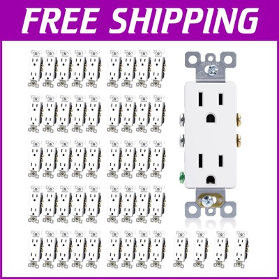 High-Impact 15A Wall Outlet Pack - Tamper Resistant & Self-Grounding 50 Pcs