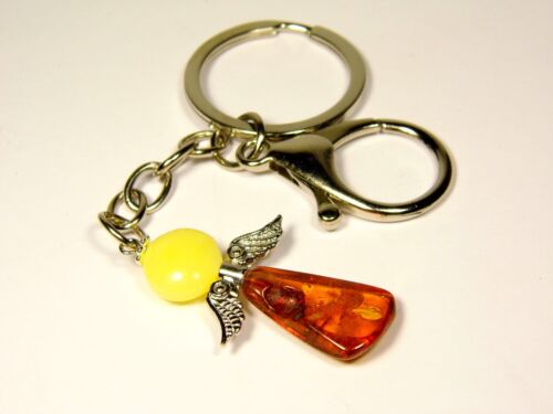Baltic Amber Angel Keychain Keyring Pendant Multicolor Natural Stone 5168 - Picture 1 of 9