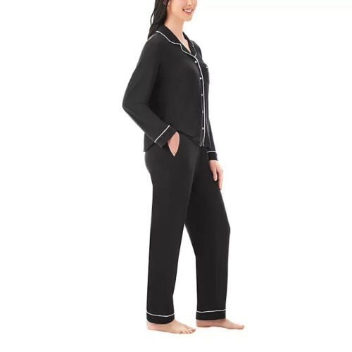 Member's Mark Women's Notch Collar Pajama Set Size XXL Black Soot - Picture 2 of 5