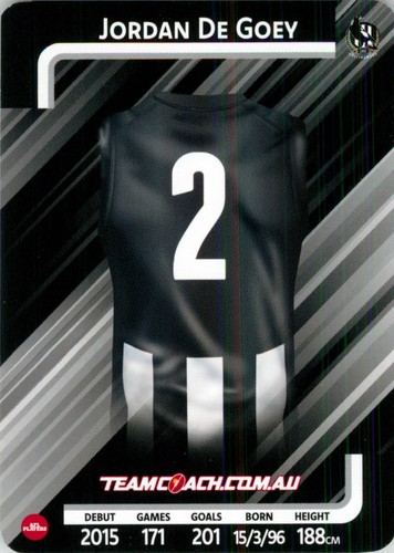 2025 Collingwood Magpies AFL TeamCoach Card - Jordan De Goey - Bild 2 von 3
