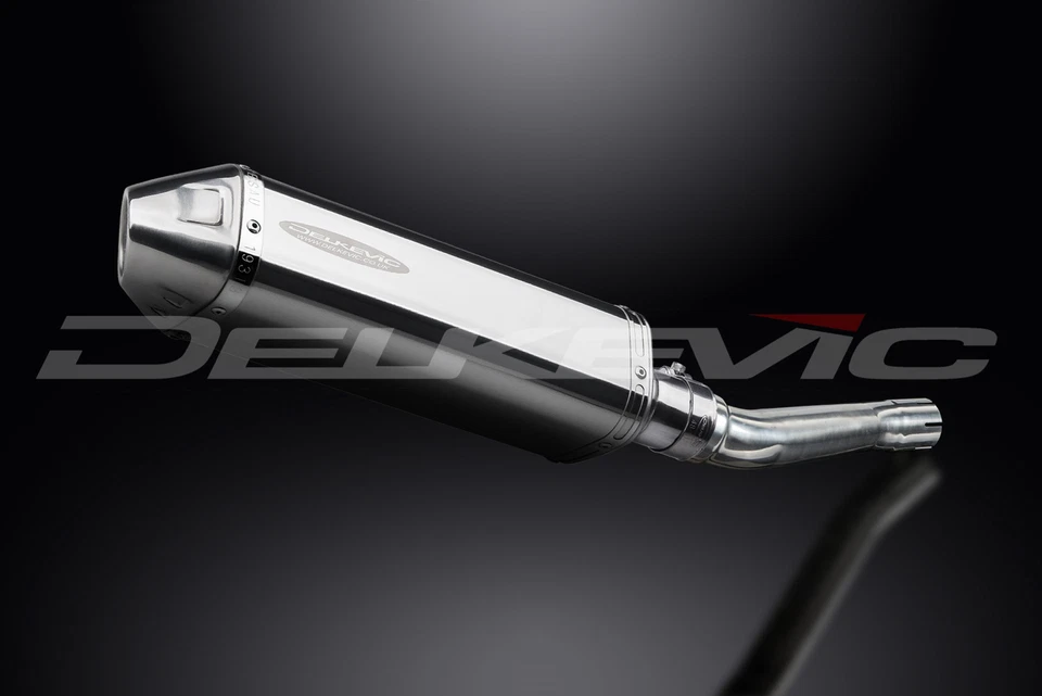 Silenciador de escape de acero inoxidable triovalado 13" deslizable Honda CBR250R 2011-2014 Delkevic  Foto 3 de 4