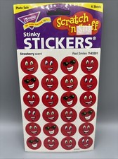 VTG 1999 Trend Scratch N Sniff Stinky Stickers Strawberry Scent Red Smiles NEW