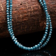 Natural Blue Diamond Faceted Rondelle Bead 2 inch Strand for Craft Jewellery