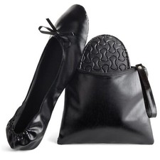 Foldable Ballet Flats Portable Ballerina Roll Up Shoes with Pouch for Women