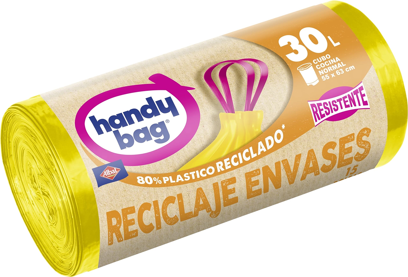 Rubbish Bags Albal Handy Bag Yellow 30 L 15 Units NUOVO