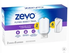 Zevo Flying Insect Trap Starter Kit, 2 Devices + 6 Refills (FREE SHIPPING)