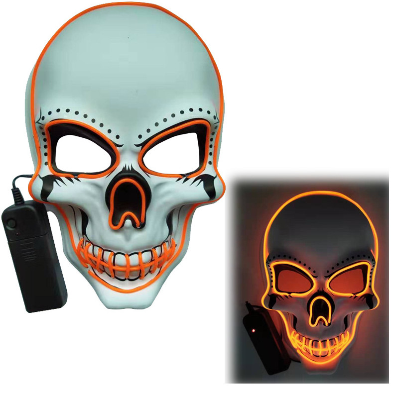 3 Modos Disfraz de Purga Máscara LED Halloween Iluminación Alambre Calavera Cosplay