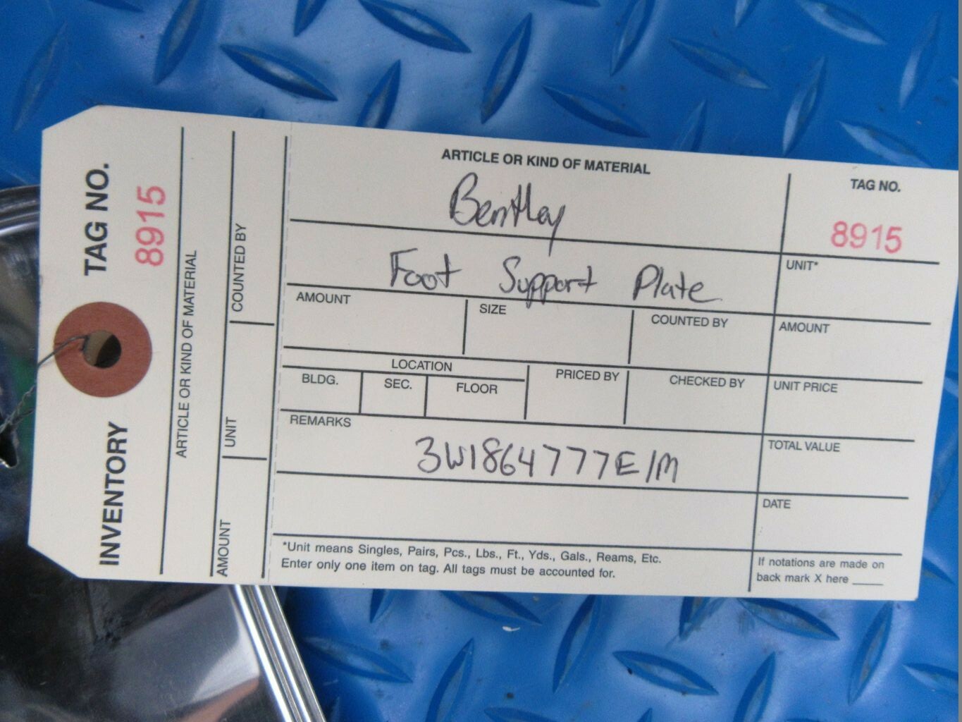 Bentley Continental Flying Spur GT GTC foot support plate #8915
