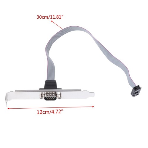 PC Motherboard COM Port Serial 9Pin DB9 RS232 Ribbon Cable Connector Bracket - Photo 3/10
