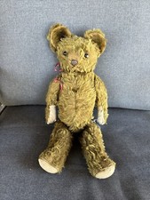 Early 1900s " Atq Stuffed Mohair Teddy Jointed Bear Button Eyes18inches