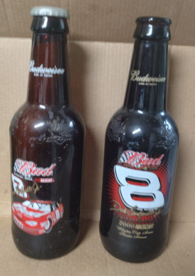 2pc Dale Earnhardt Jr. 2000 Budweiser Jumbo Glass Beer Bottle 15