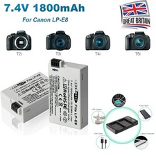 2x LP-E8 Battery +Dual Charger For Canon EOS 600D 650D 700D 550D Rebel T3i T5i