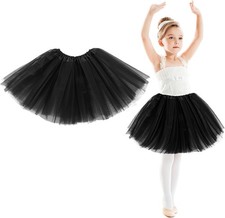 WLLHYF 4 Layers Tutu Skirt, Tulle Tutus for Girls Tulle Fluffy One Size Black