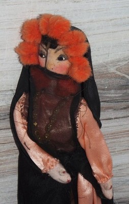 Vintage Folk Art Cloth Handmade Doll  Woman Face Covering Middle Eastern EB28