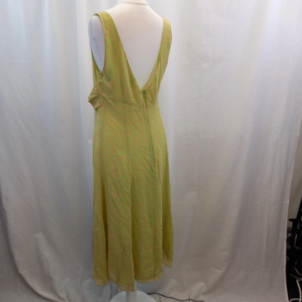 Vestido L.K.Bennet Verde y Rosa Lunares Fluido 100% Seda Reino Unido 12 Excelente Foto 4 de 4