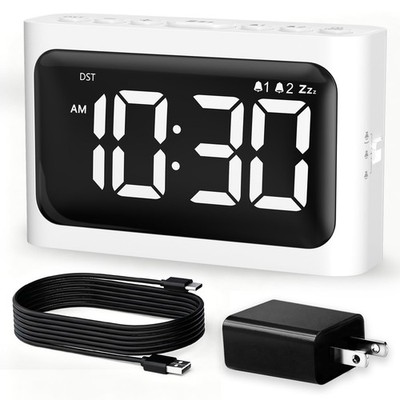 Digital Alarm Clock for Bedroom - Large 4.8'' Display, Dual Alarm, 100% Dimmer...