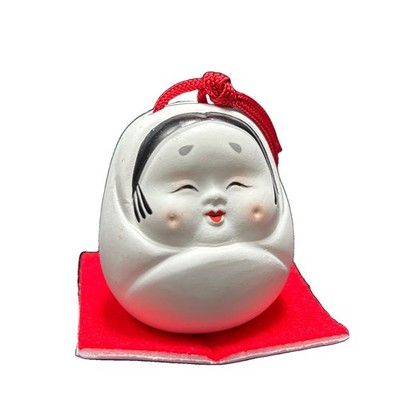 Otafuku Fuku Doll Dorei Bell Japanese Pottery Bell Good Luck Charm Japanese Folk