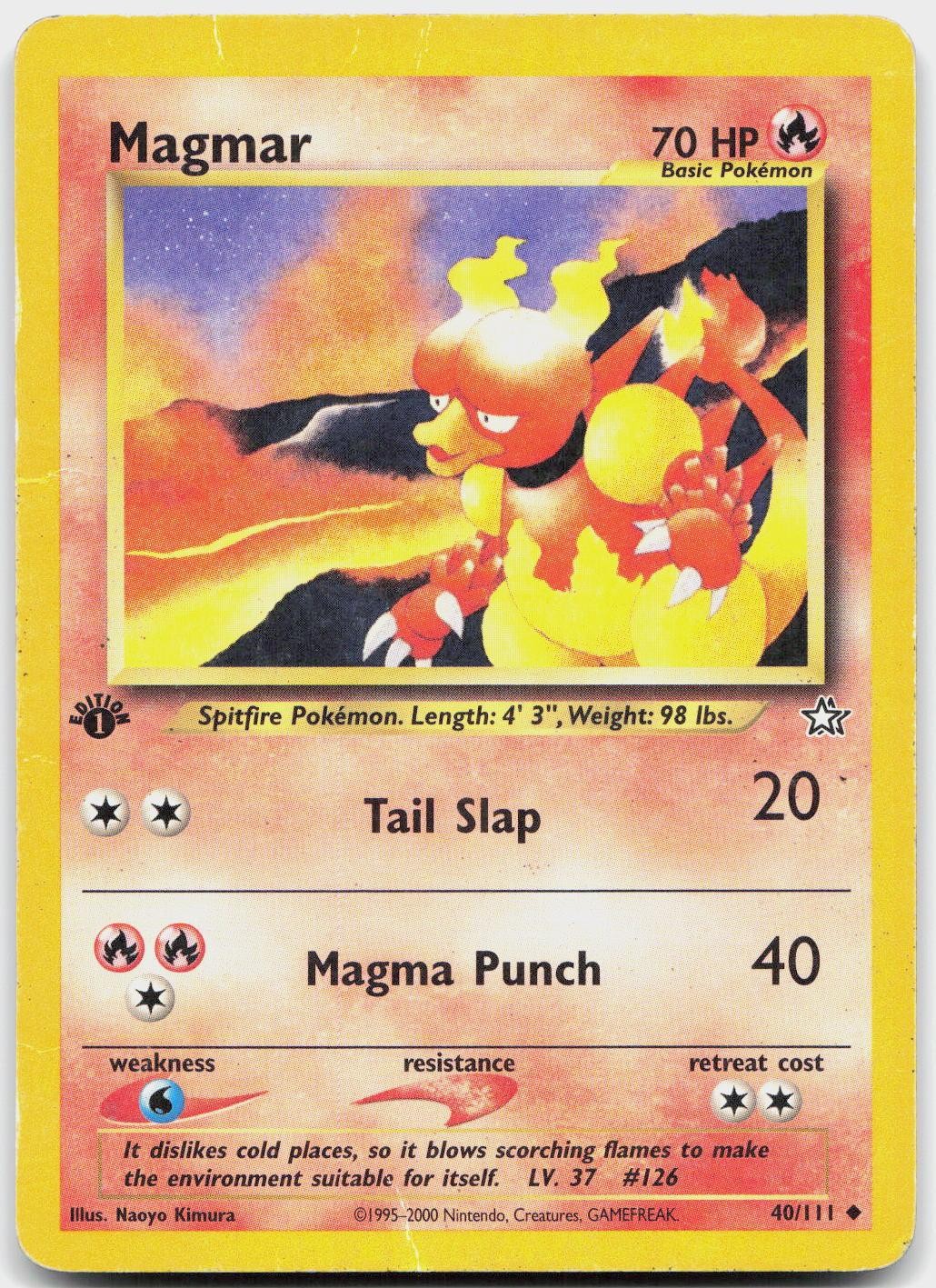 Magmar 40/111 Uncommon Neo Genesis Pokemon 1st Edition Heavily Played