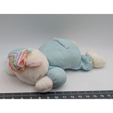 Eden Sleeping Bear Plush Thermal Waffle Weave Blue Stuffed Animal Toy