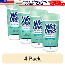 Sensitive Skin Hand Wipes Fragrance Free Hypoallergenic Aloe 4 Pack Non-Greasy