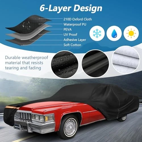 For Cadillac Deville 1959-1984 Waterproof Car Cover All Weather with Door Zipper Foto 2 de 4