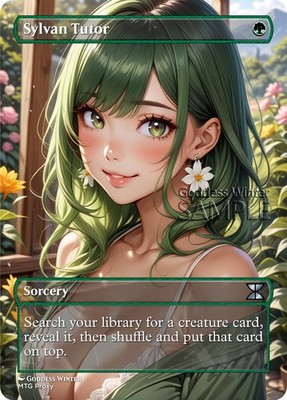 MTG - Sylvan Tutor - Fanart Borderless Style - EDH / Playtest