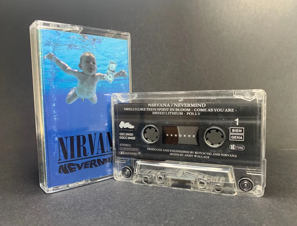 Nirvana NEVERMIND Vintage Cassette GEC24425 **1ST ISSUE  1991** TESTED - Image 2 of 4