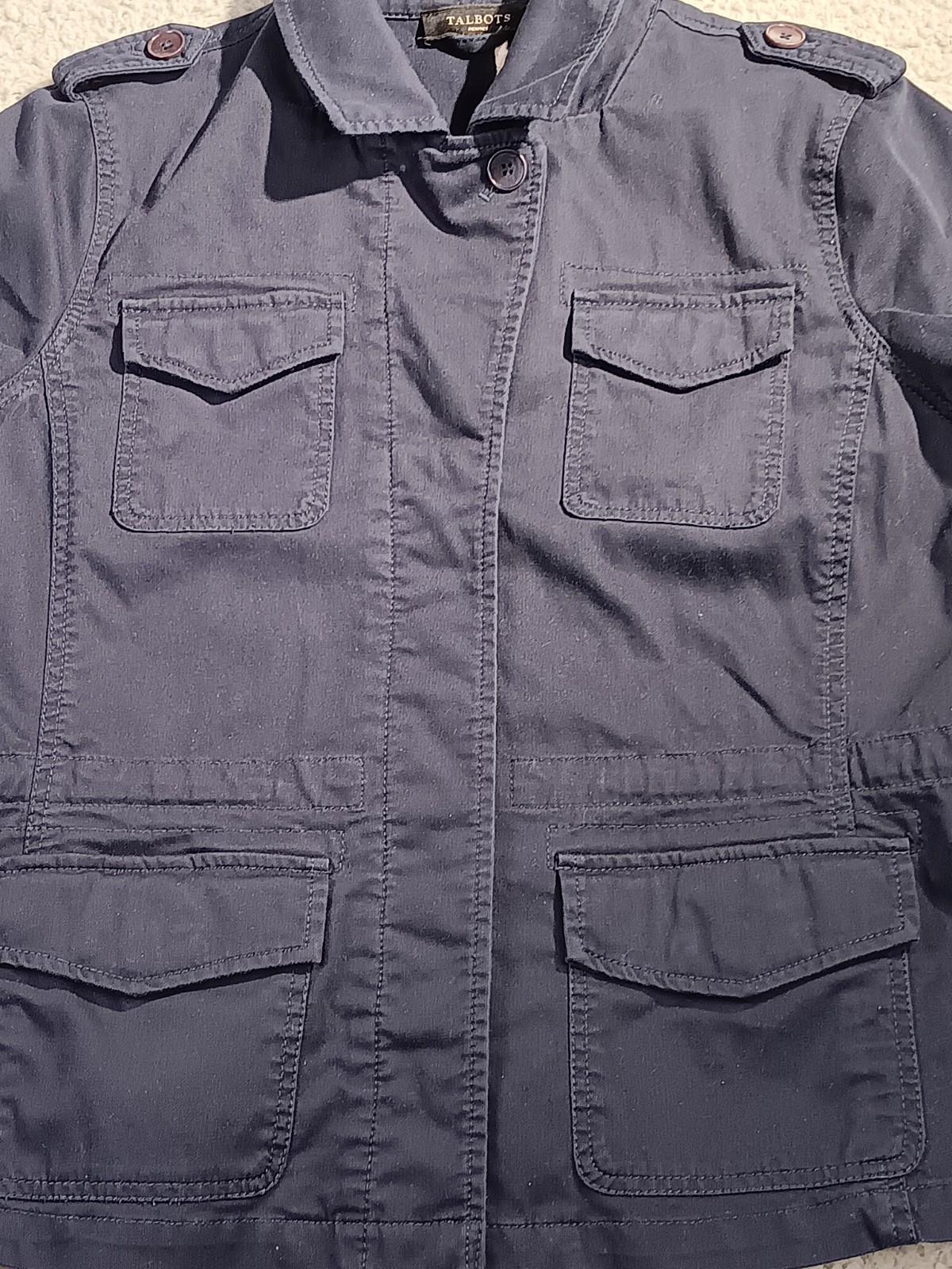 Talbots Jacket  Collared Button Front Pockets Dra… - image 4