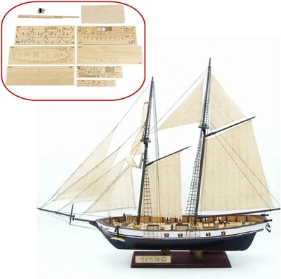 HAPYLY 1/130 Scale DIY Hobby Wooden Ship Science Equipmen Assembly Model Boat Ki