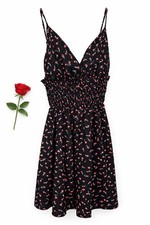 Shein Black Summer Dress With Roses medium