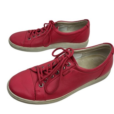 ECCO Soft 7 Leather Lace-Up Sneakers Womens 7 Pink