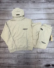 NEW Fear of God Essentials Set Hoodie & Relaxed Sweatpants Light Oatmeal XXS-XL