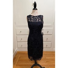Adrianna Papell Navy Lace Sheath Dress Style 041863800 Size 10