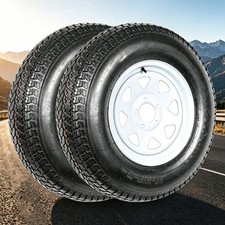 2pack St205 75d14 Tire St20575d14 Trailer Tires With 14 Rims 5 Lug On 4.5