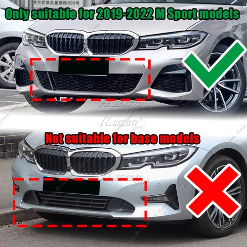 Gloss Black For 19-22 BMW G20 3 Series 330i M Sport M340i Front Lip+Side Skirts