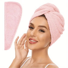 Solid Color Absorbent Hair Towel Wrap 9.8" X 25.5" Textured Dry Hair Cap for But