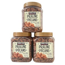 Kirkland Signature Sweet Glazed Praline Pecans 3 Resealable Jars, Total 7.5lb
