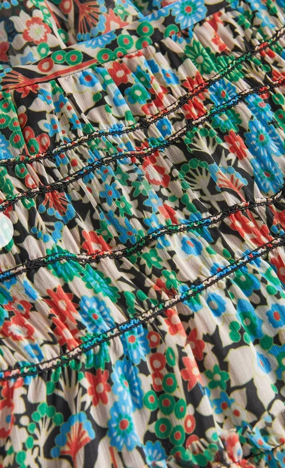 Ted Baker Women's Maxi Skirt Women Floral Chiffon Lined Tiered Long Size 2/UK 10 - Image 4 of 4