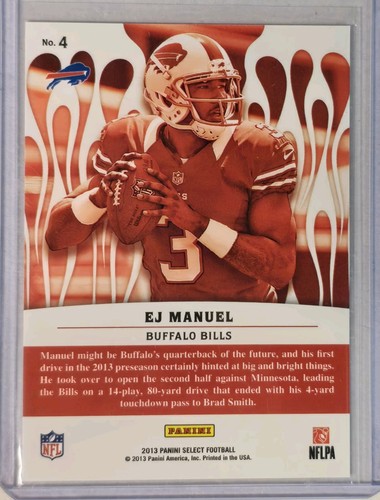 2013 Panini Select #4 EJ Manuel Bills RC Hot Rookies Red - Picture 2 of 2