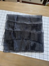 Black Organza Square Scarf Women Sheer Solid Pattern Lightweight Wrap Shawl