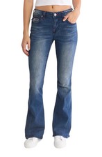 199 - TRUE RELIGION Joey Big T Flap Flare Jeans in Med Blizzard Size 29