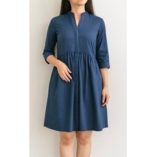 NEW Tuckernuck Royal Shirt Mini Dress Blue Button Front Gathered Waist Size XXS